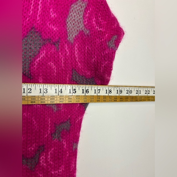 Custo Barcelona Mohair Size S Turtleneck Midi Dress Fuzzy Pink Artsy Chic Comfy - Picture 7 of 10